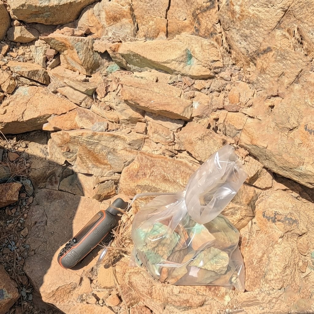 Copper mineralization grab sampling at Shajwa, Al Madinah Province, Saudi Arabia
